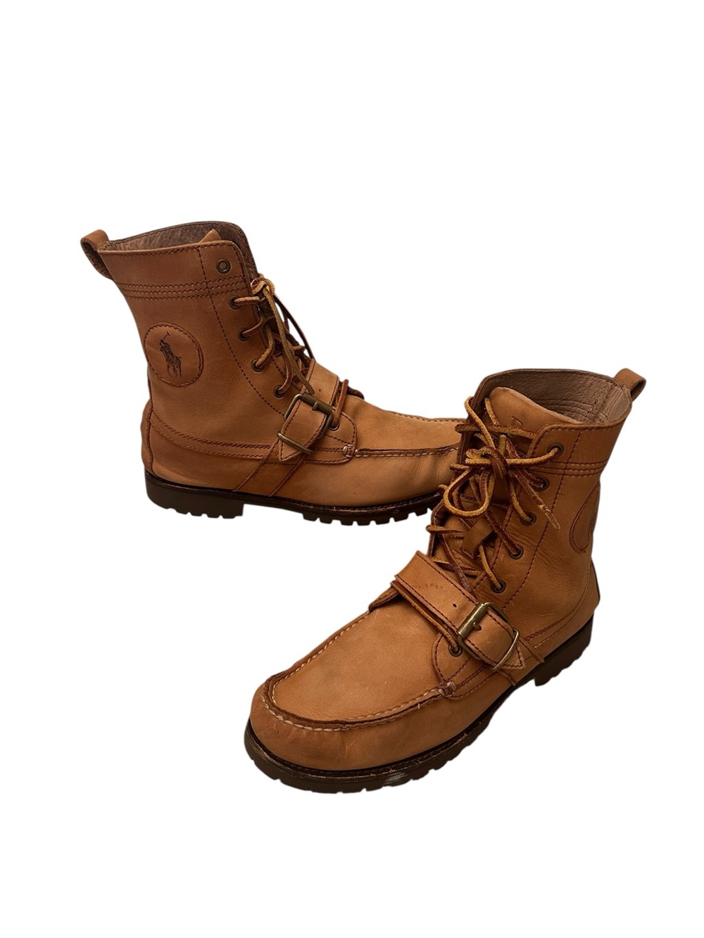 Polo Ralph Lauren Ranger Tan Leather Lace Up Chuncky Boots Men’s size 9D